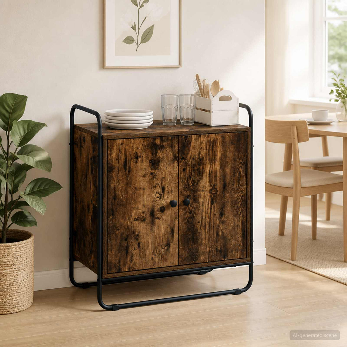 skænk Røget eg 68 x 35 x 75 cm Konstrueret træ