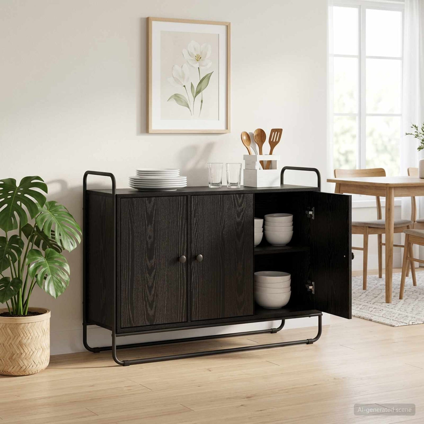 skænk Sort eg 102 x 35 x 75 cm Konstrueret træ
