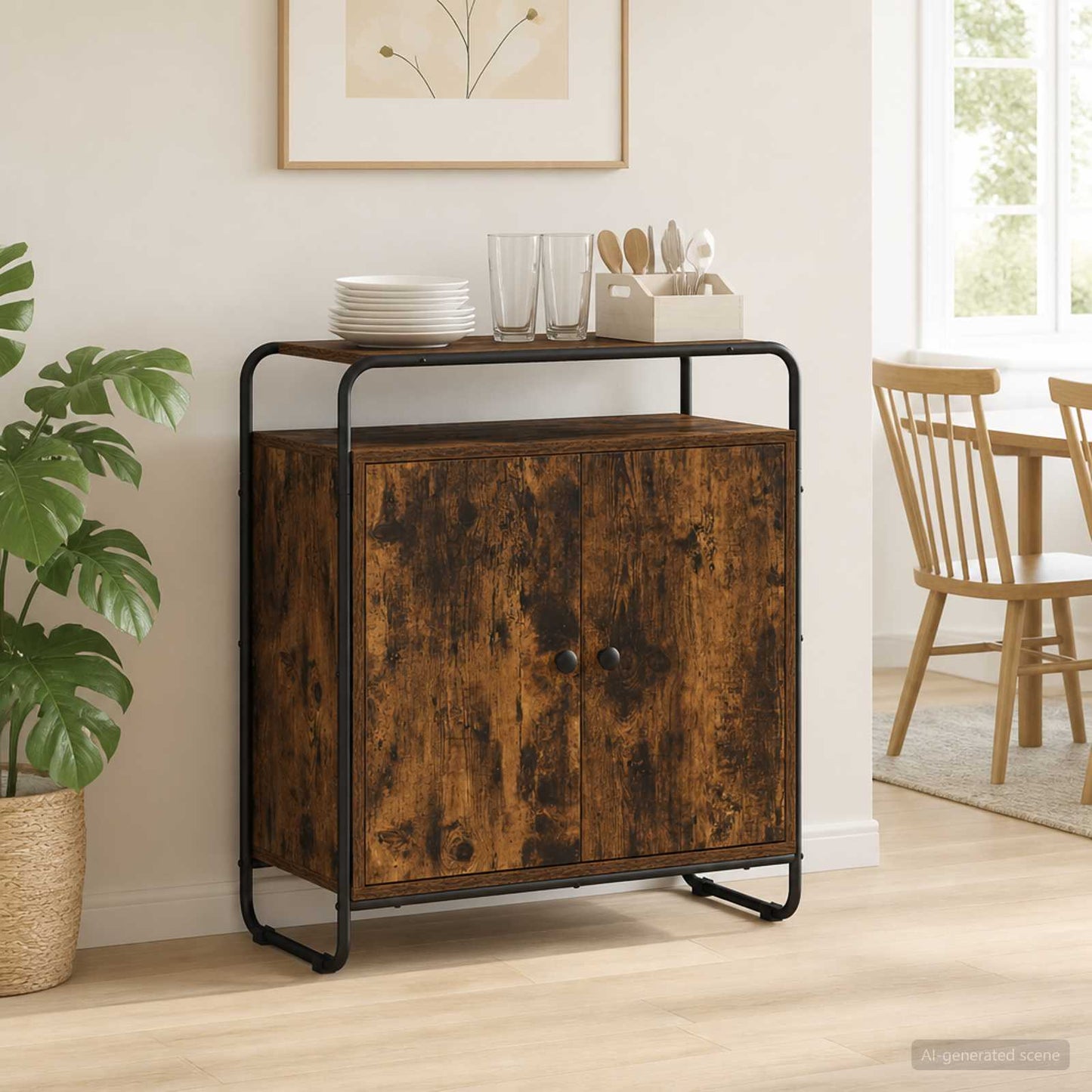 Skænk Røget eg 68 x 35 x 75 cm Konstrueret træ