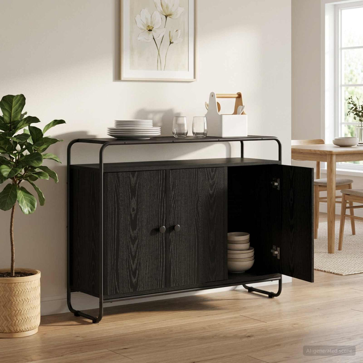 Skænk Sort eg 102 x 35 x 75 cm Konstrueret træ