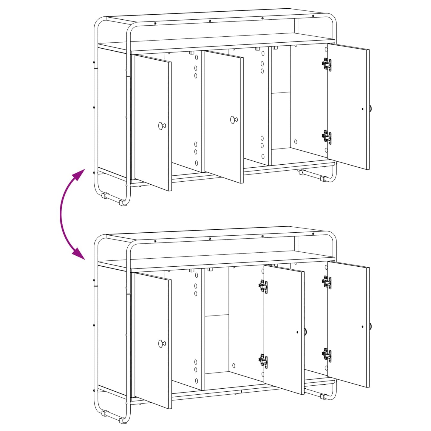 Skænk Røget eg 102 x 35 x 75 cm Konstrueret træ