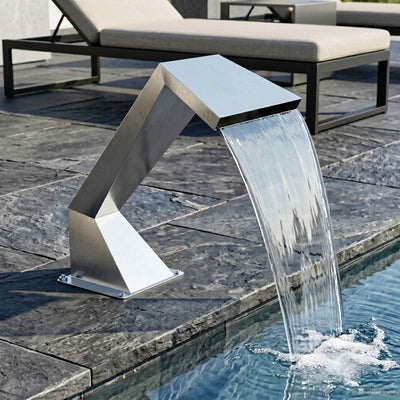 Swimmingpool vandfald med RGB LED'er Rustfrit stål Sølv