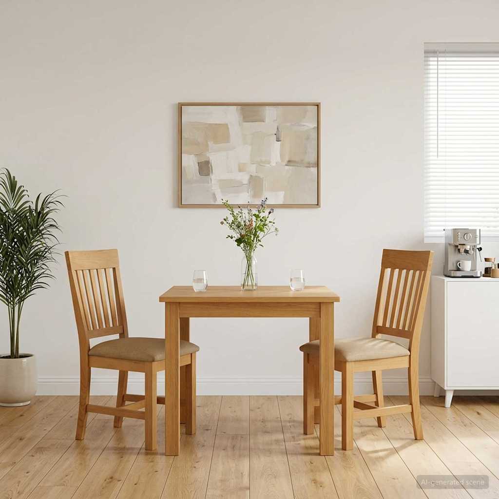 Spisestuestol 2 stk. Massivt Eg Træ Beige 45 x 59 x 92 cm