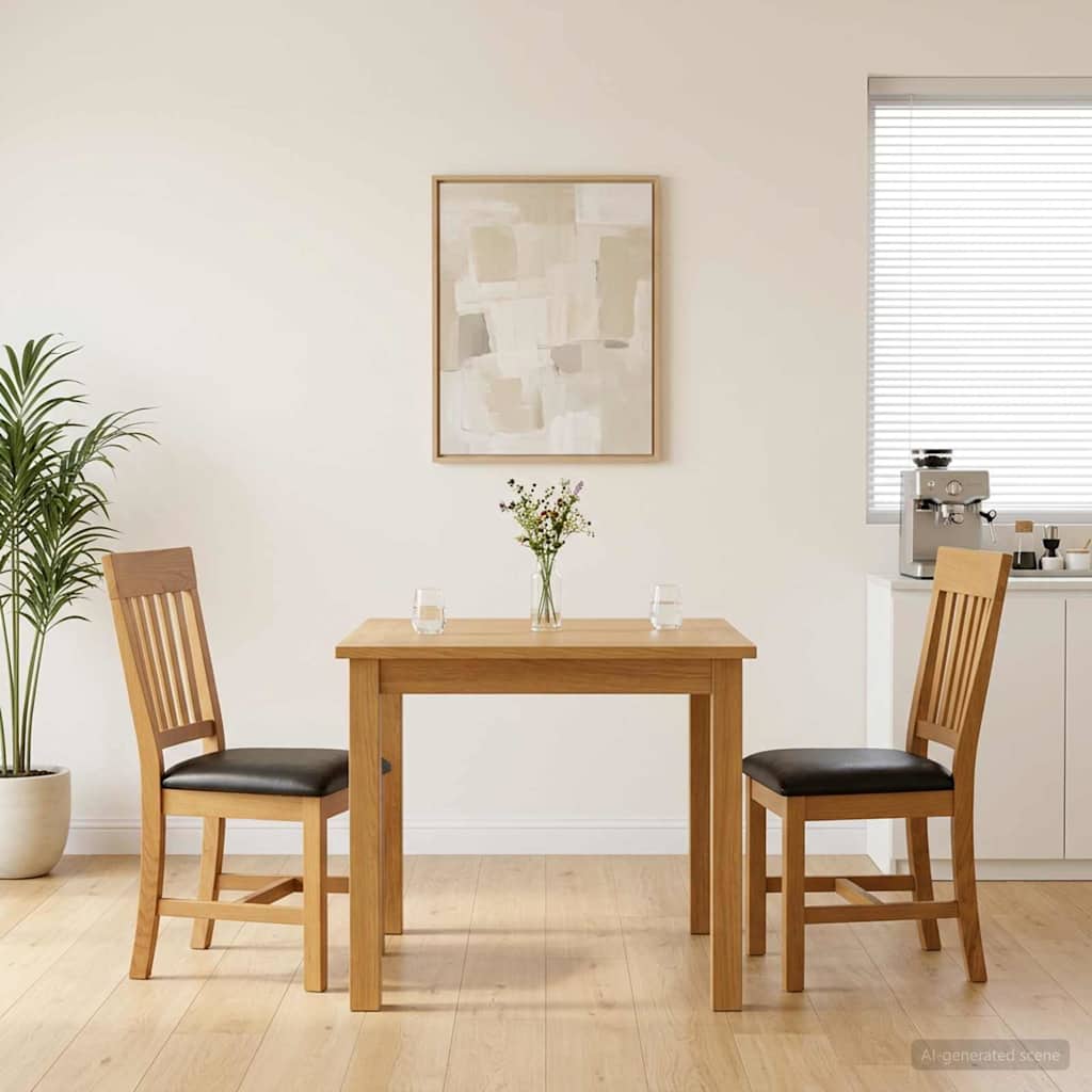 Spisestuestol 2 stk. Massivt Eg Træ Sort 45 x 59 x 92 cm