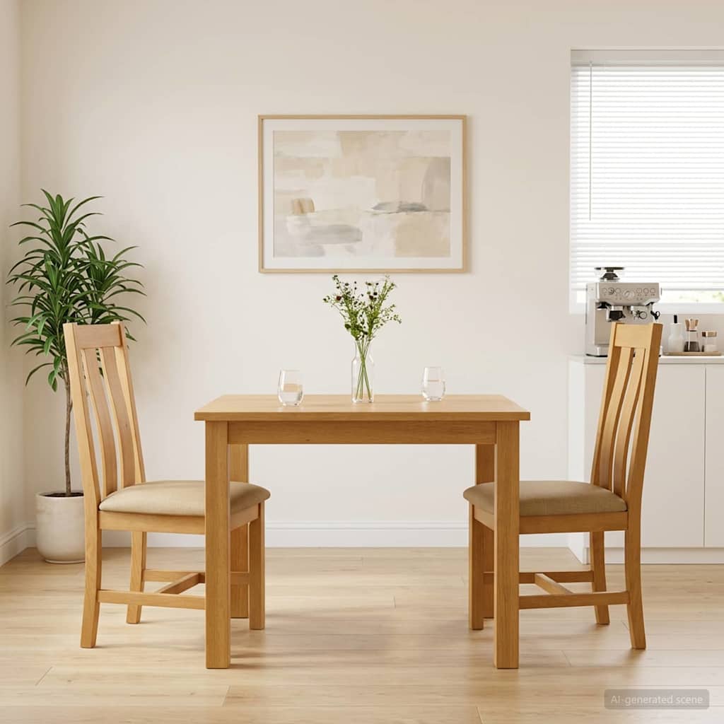 Spisestuestol 2 stk. Massivt Eg Træ Beige 45 x 54 x 100 cm