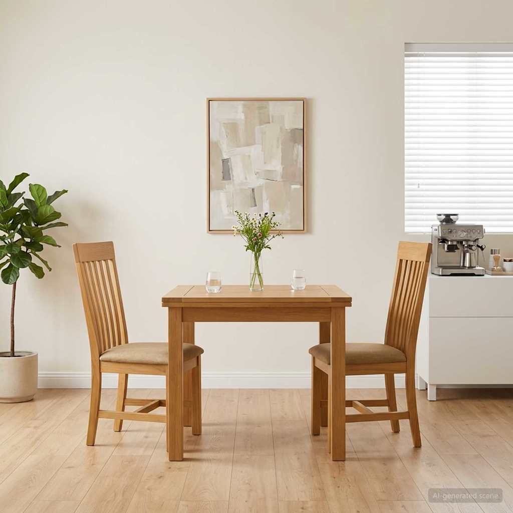 Spisestuestol 2 stk. Massivt Eg Træ Beige 45 x 59,5 x 100 cm