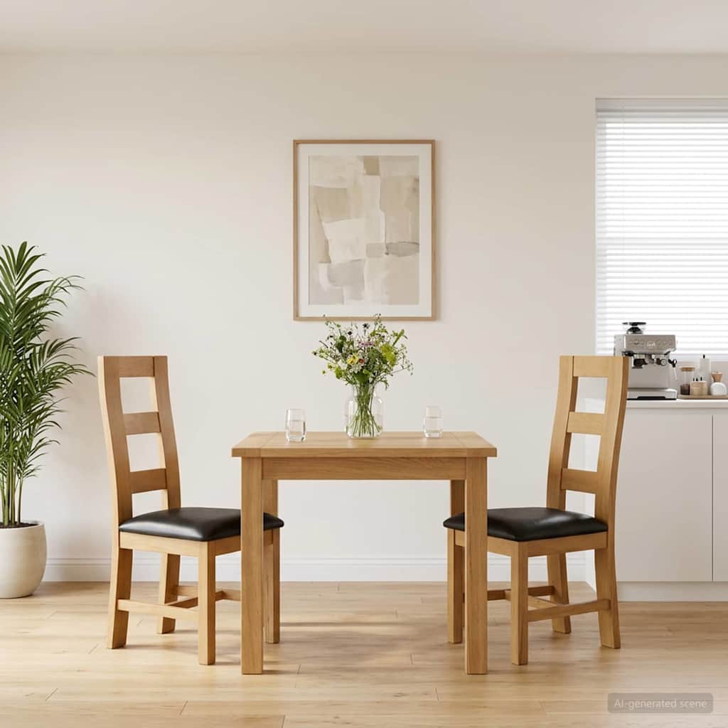 Spisestuestol 2 stk. Massivt Eg Træ Sort 45 x 51 x 105 cm