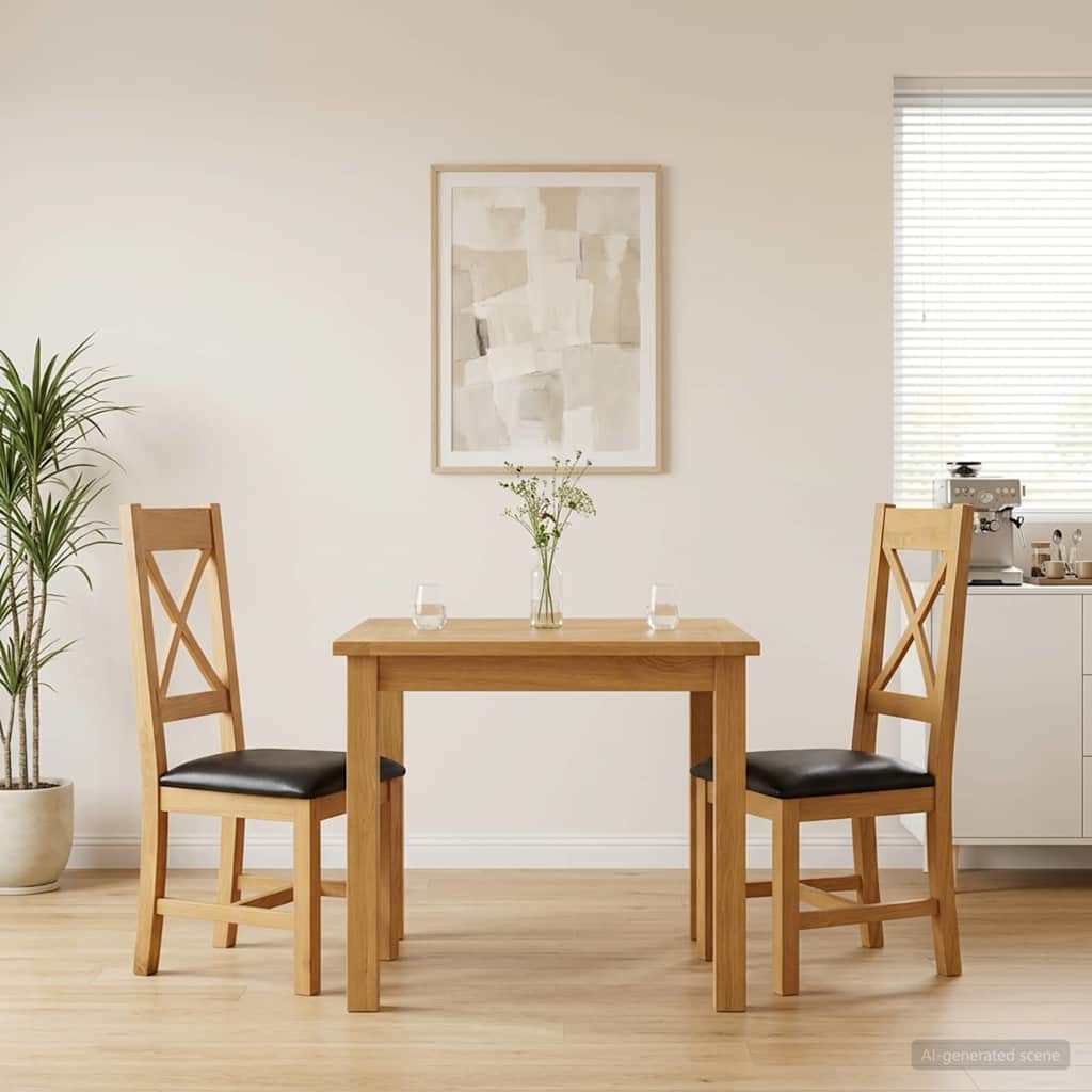 Spisestuestol 2 stk. Massivt Eg Træ Sort 45 x 54 x 105 cm