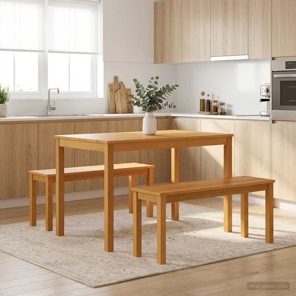 Spisebænk 95 x 32 x 45 cm Massivt Eg Træ Naturfarvet