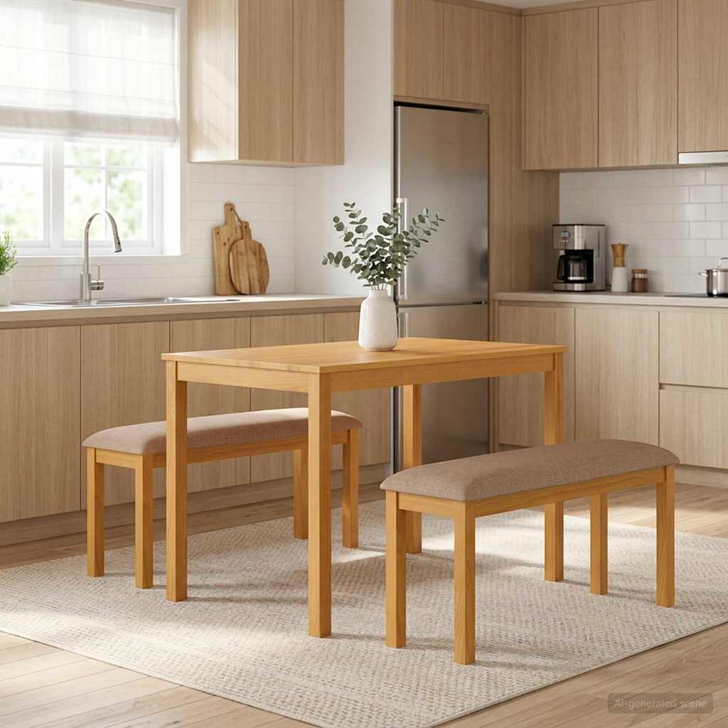 Spisebænk 95 x 32 x 45 cm Massivt Eg Træ Grå
