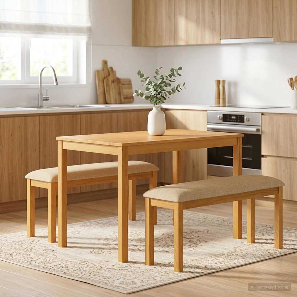 Spisebænk 95 x 32 x 45 cm Massivt Eg Træ Beige
