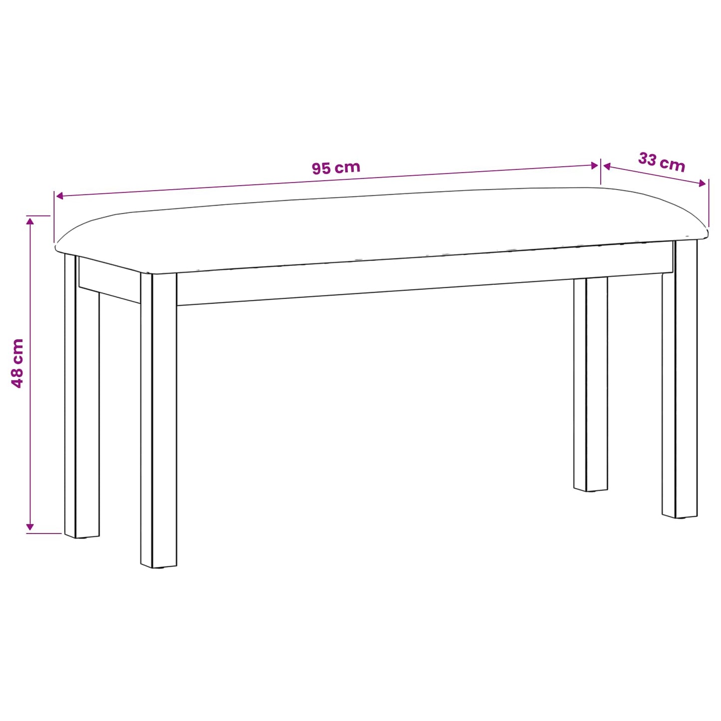 Spisebænk 95 x 32 x 45 cm Massivt Eg Træ Beige