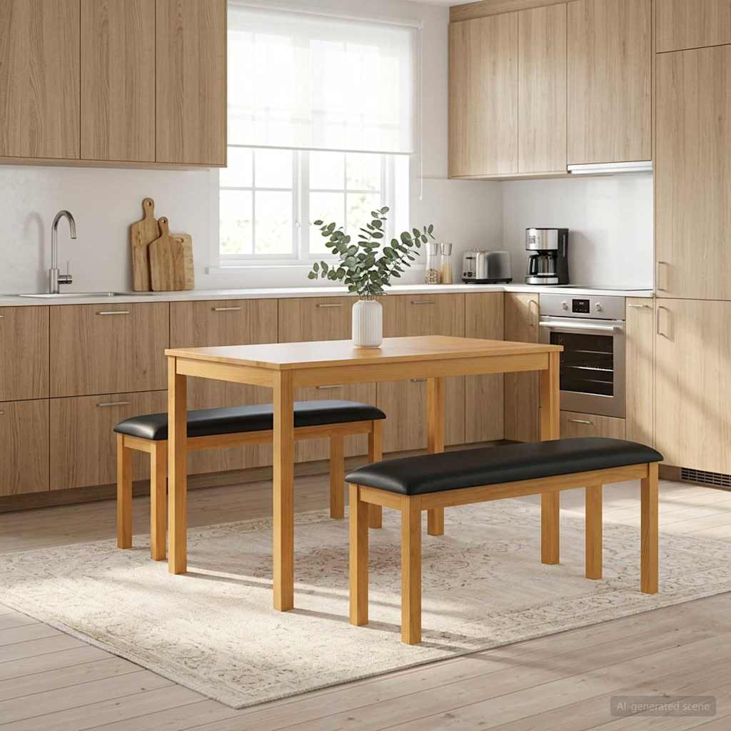 Spisebænk 95 x 32 x 45 cm Massivt Eg Træ Sort