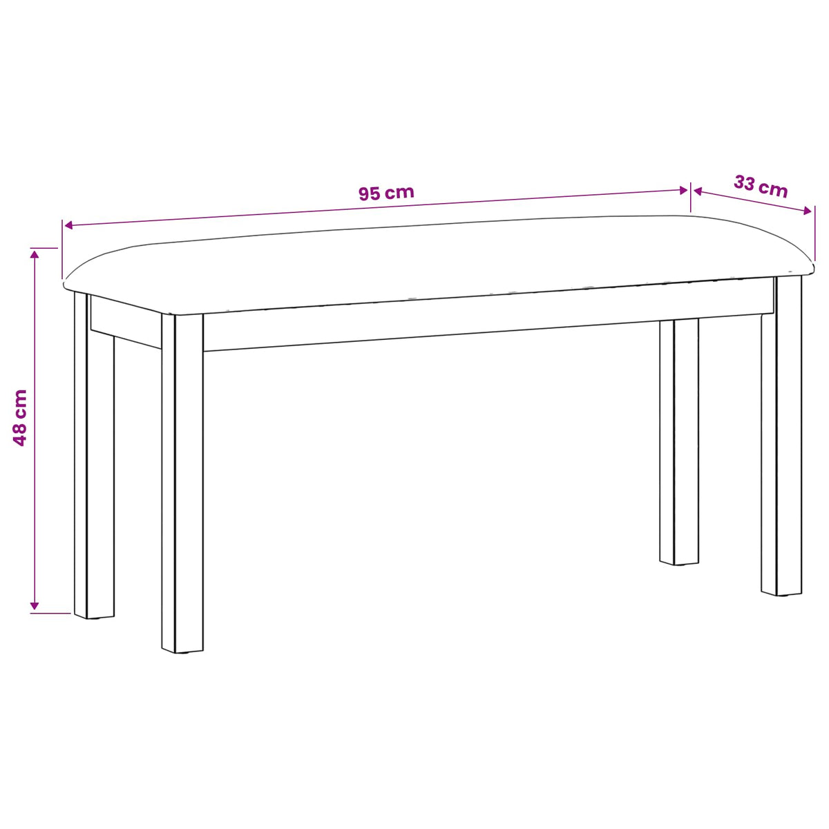 Spisebænk 95 x 32 x 45 cm Massivt Eg Træ Sort