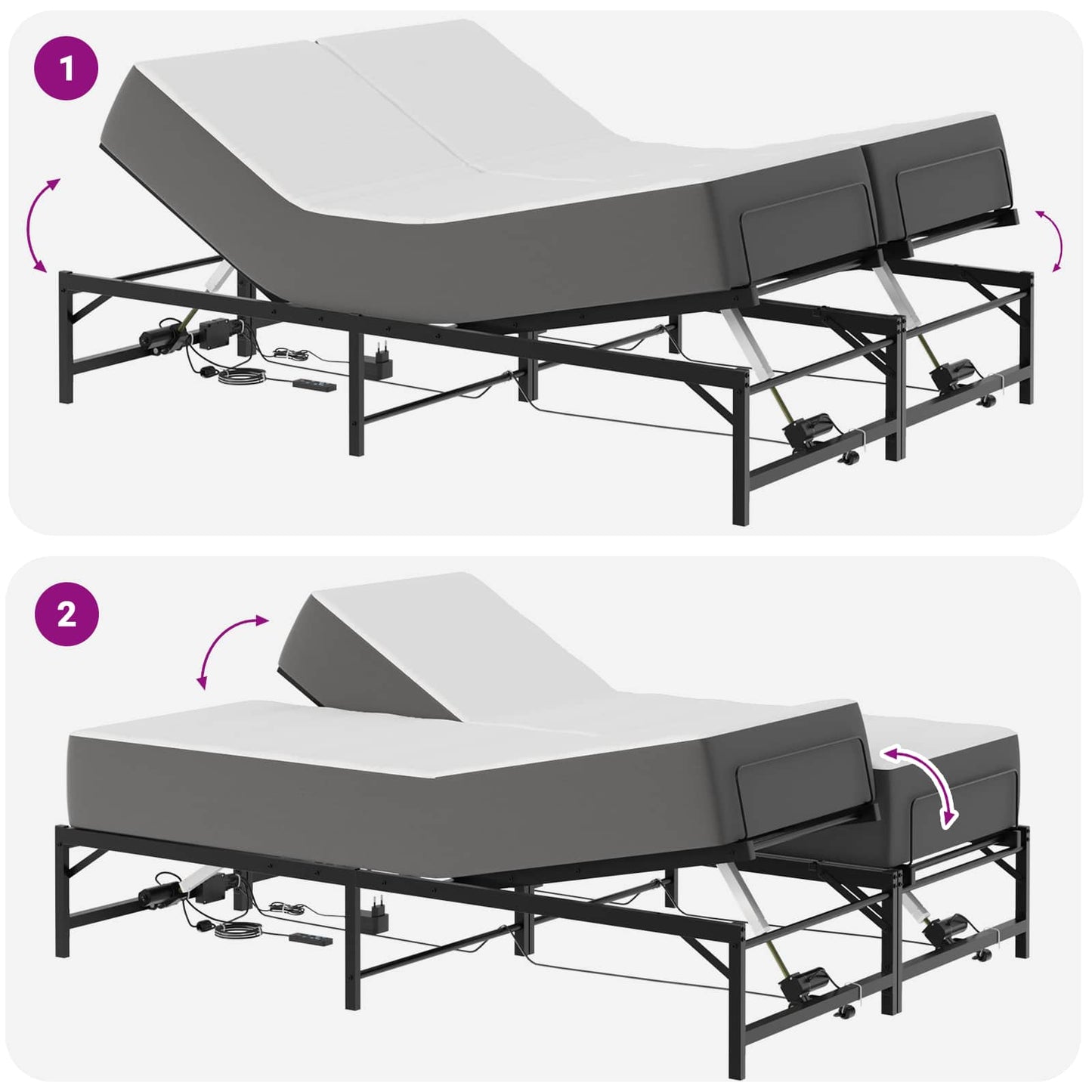 Elektrisk Justerbar Sengetramme Sort 120 x 200 cm Stål