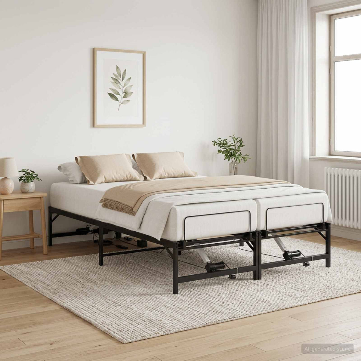 Elektrisk Justerbar Sengetramme Sort 137 x 190 cm Stål