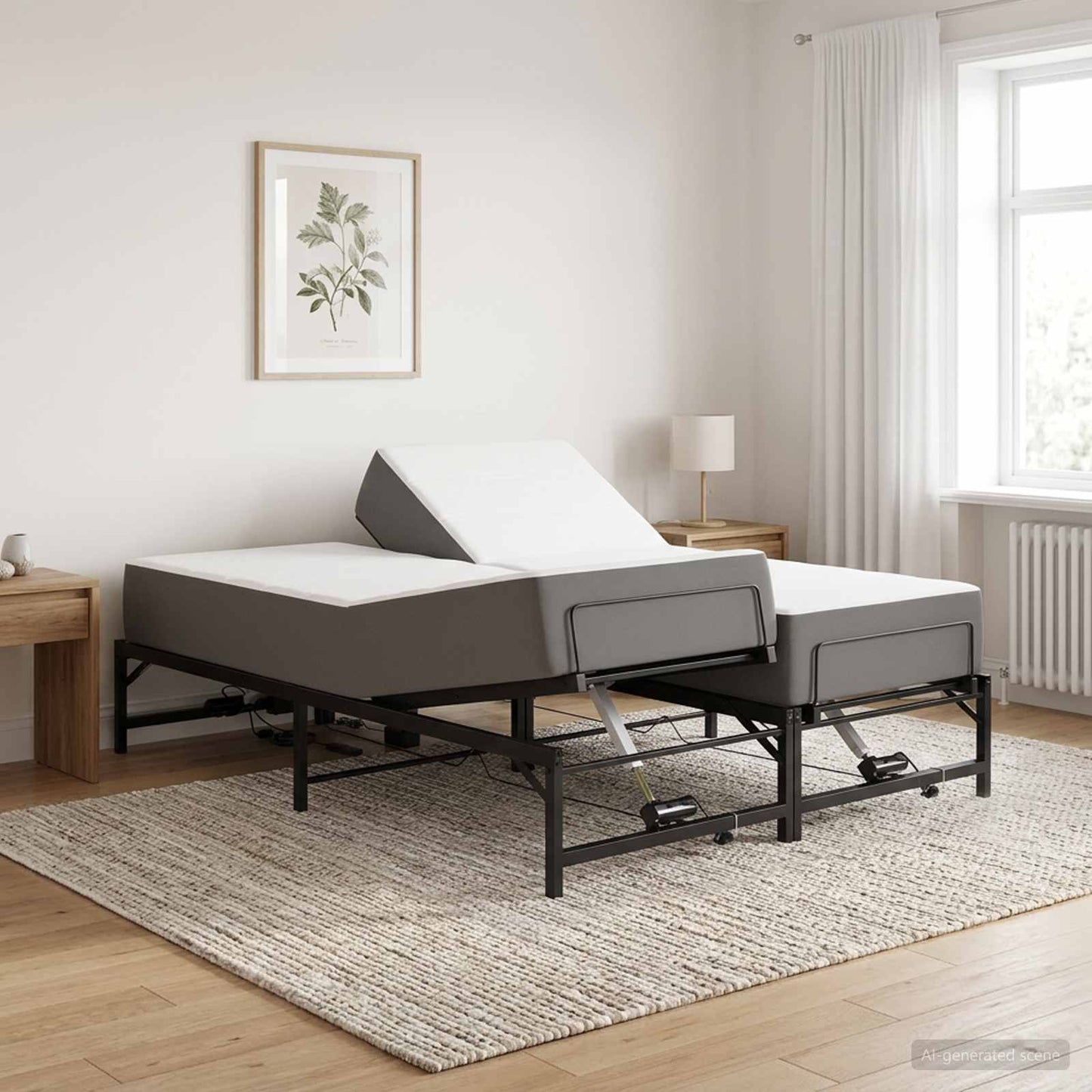 Elektrisk Justerbar Sengetramme Sort 150 x 200 cm Stål