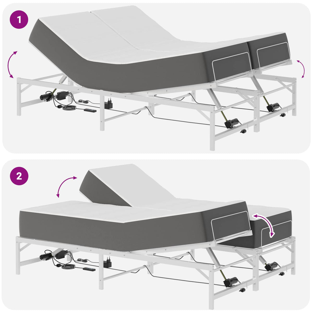 Elektrisk Justerbar Sengetramme Hvid 120 x 190 cm Stål