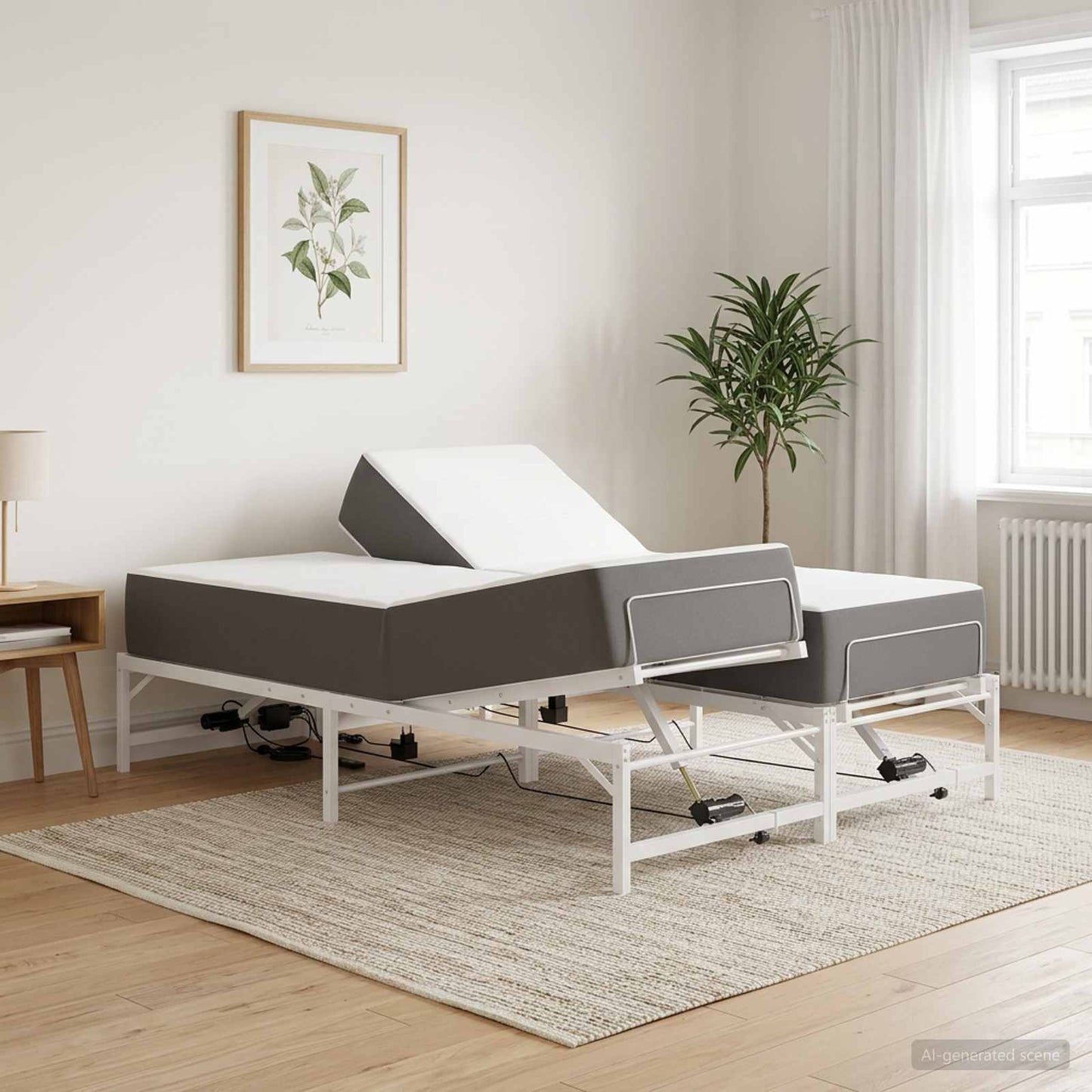 Elektrisk Justerbar Sengetramme Hvid 140 x 190 cm Stål