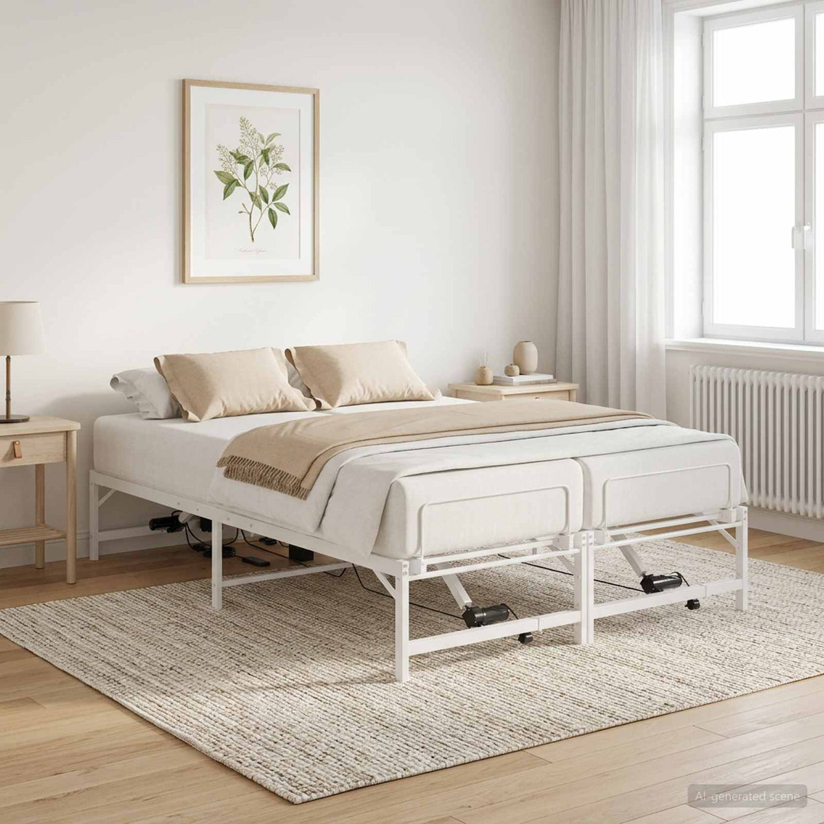 Elektrisk Justerbar Sengetramme Hvid 140 x 200 cm Stål