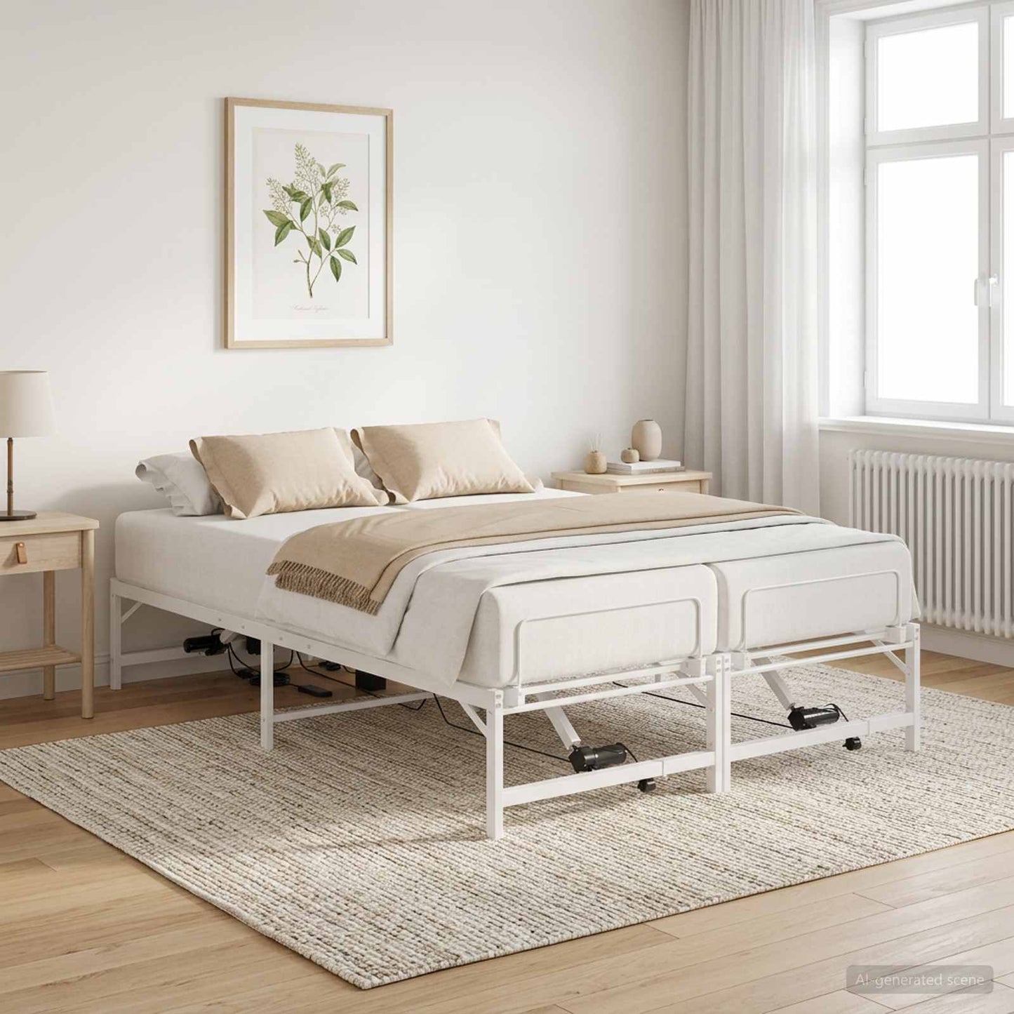 Elektrisk Justerbar Sengetramme Hvid 150 x 200 cm Stål