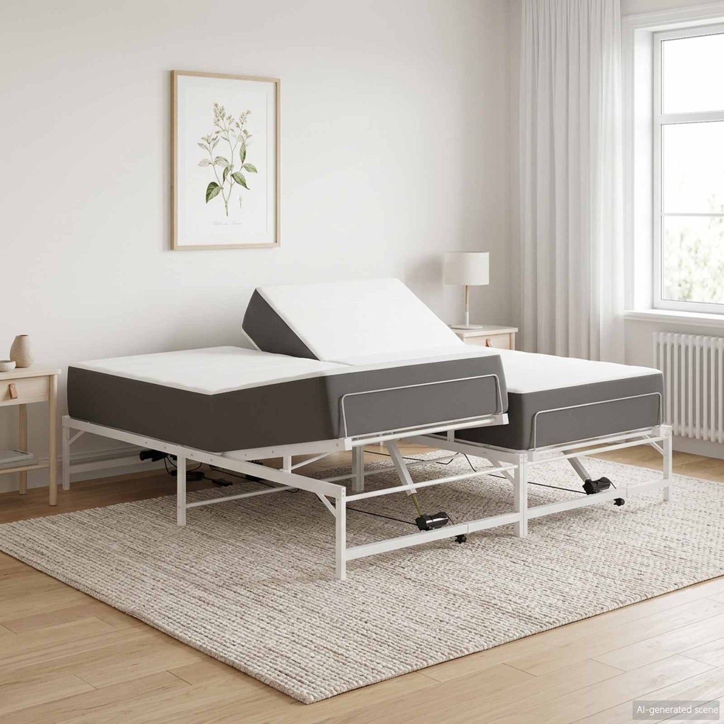 Elektrisk Justerbar Sengetramme Hvid 160 x 200 cm Stål