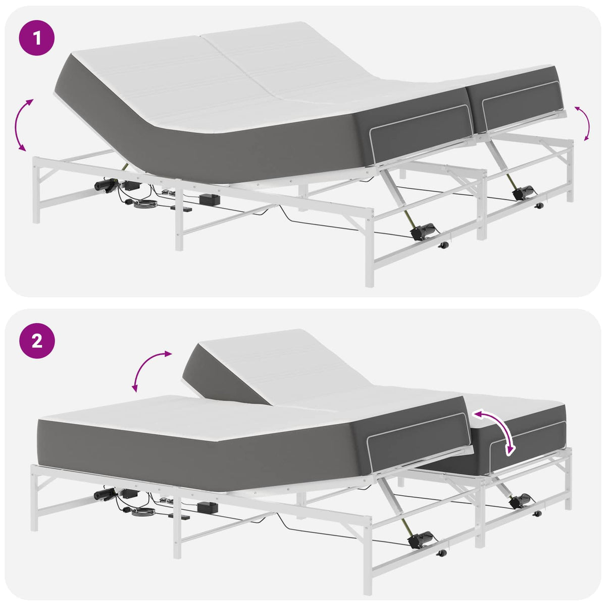 Elektrisk Justerbar Sengetramme Hvid 160 x 200 cm Stål
