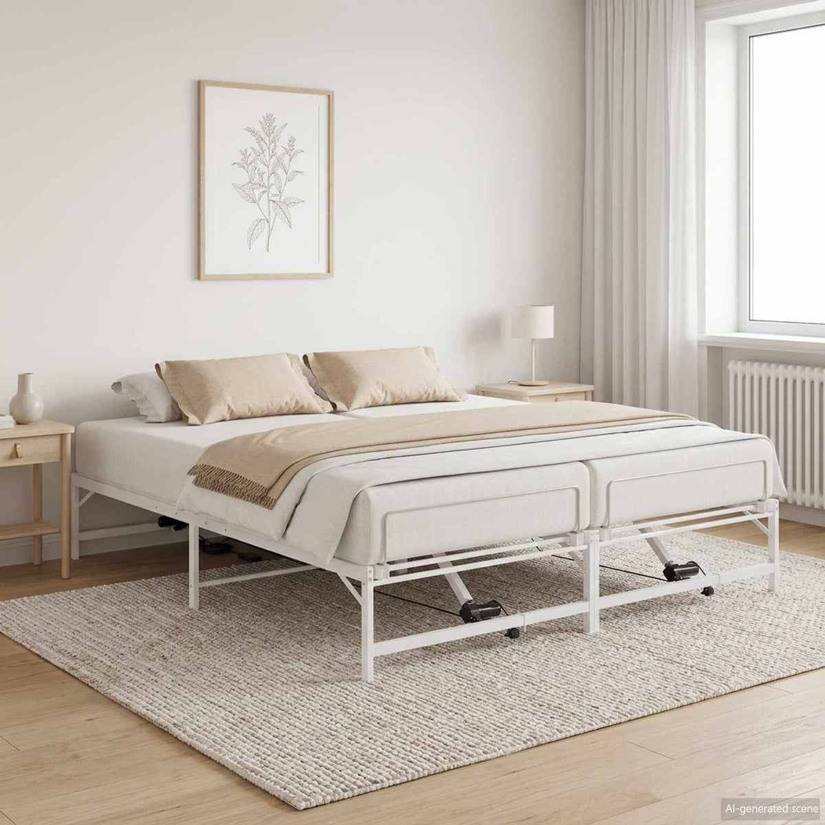 Elektrisk Justerbar Sengetramme Hvid 180 x 200 cm Stål