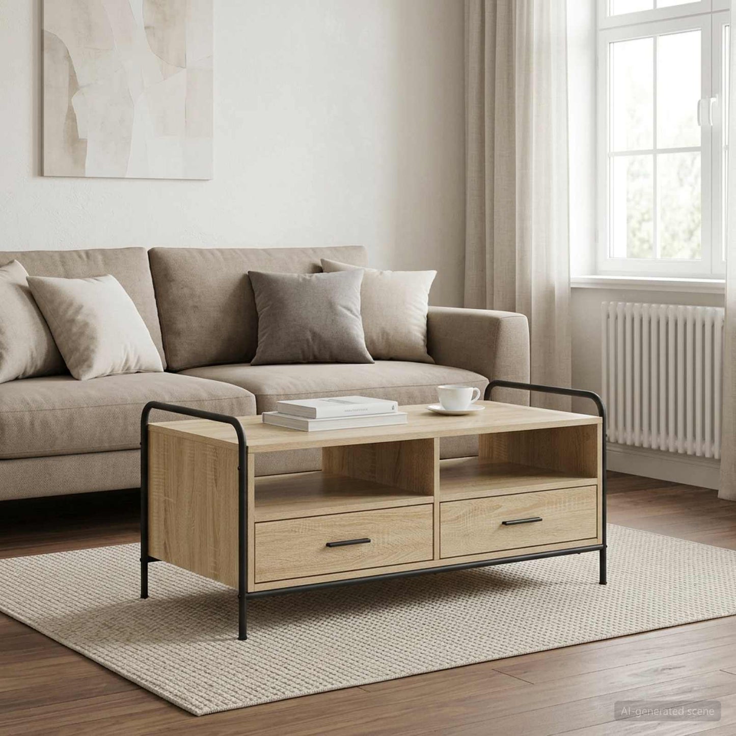 Sofabord Sonoma-eg 99,5 x 49 x 46 cm Konstrueret træ