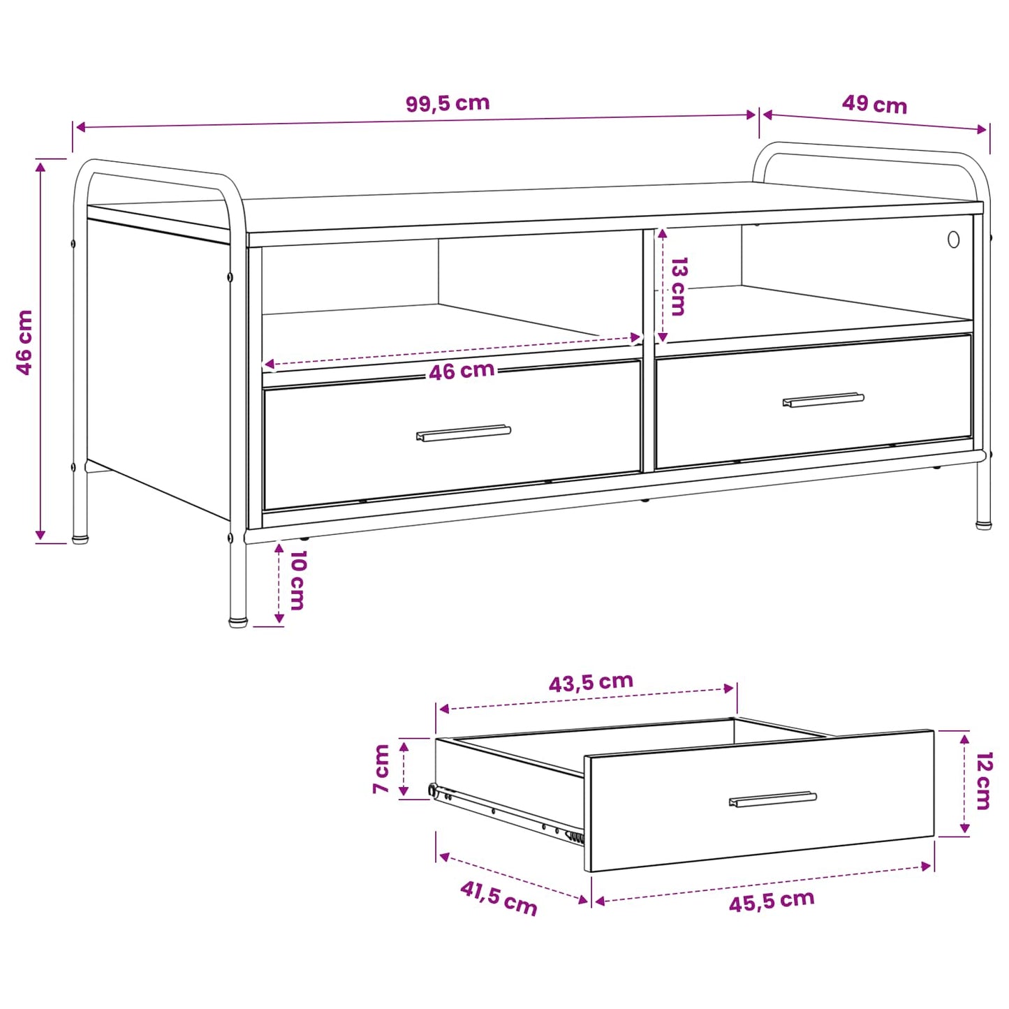 Sofabord Gammelt træ 99,5 x 49 x 46 cm Konstrueret træ