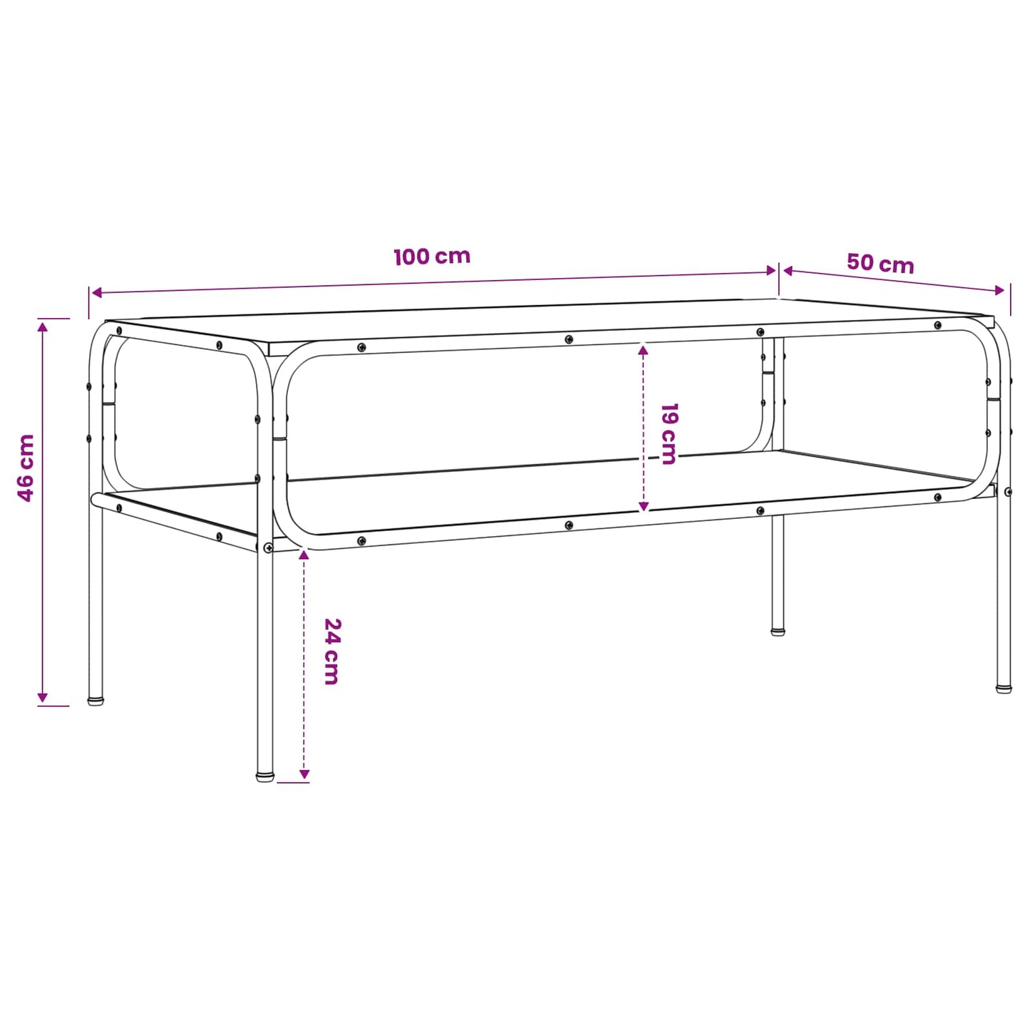 Sidebord Sonoma-eg 100 x 50 x 46 cm Konstrueret træ