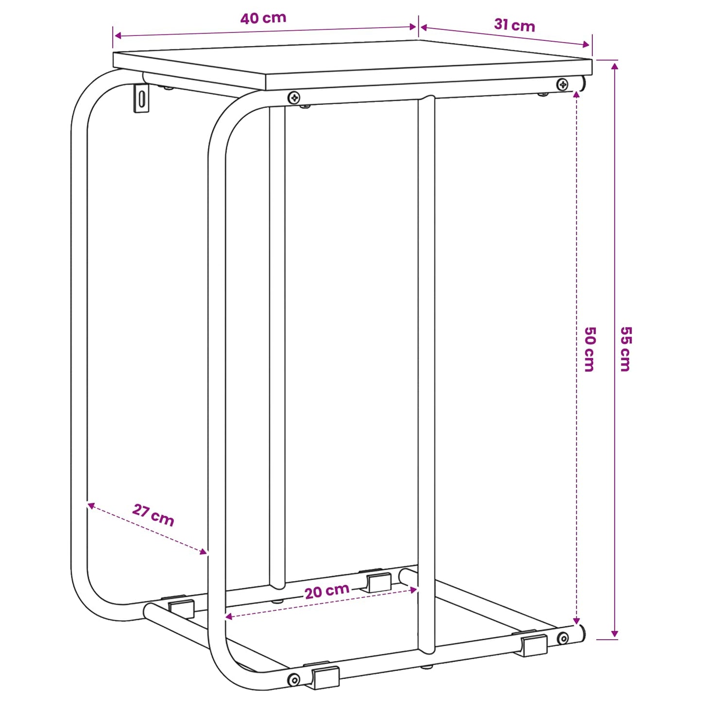 Sidebord Artisan-eg 40 x 31 x 55 cm Konstrueret træ
