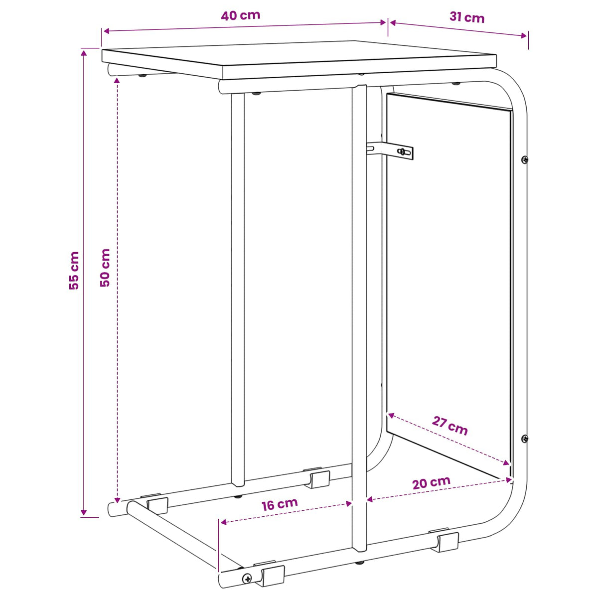 Sidebord Sort eg 40 x 31 x 55 cm Konstrueret træ