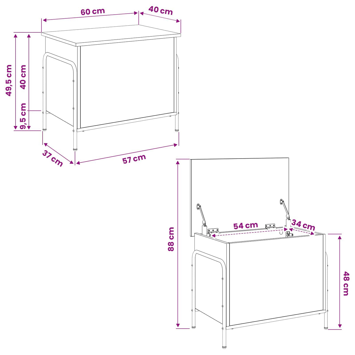 Opbevaringskasse Gammelt træ 80 x 40 x 49,5 cm Konstrueret træ