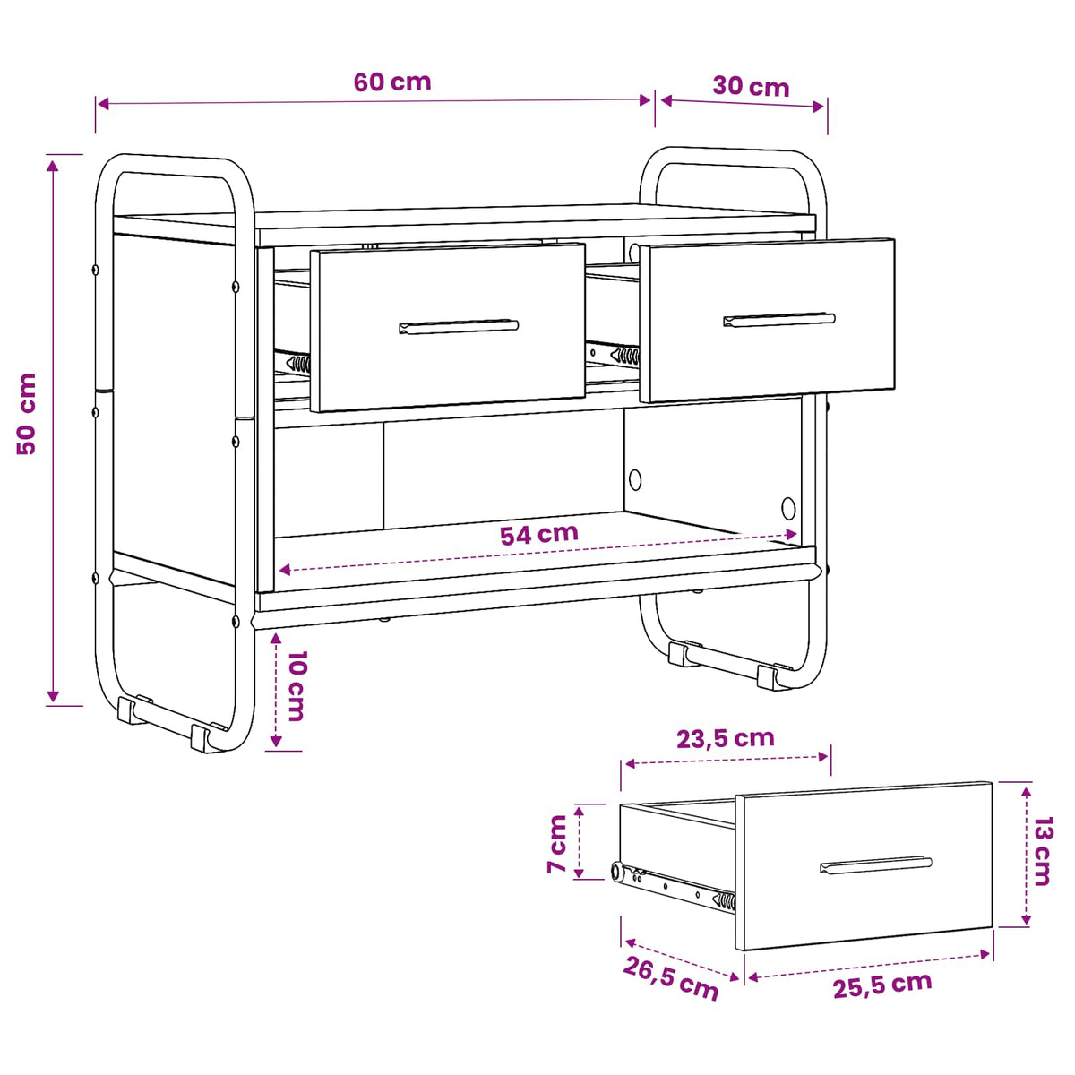 TV-skab 60 x 30 x 50 cm Sonoma-eg Konstrueret træ