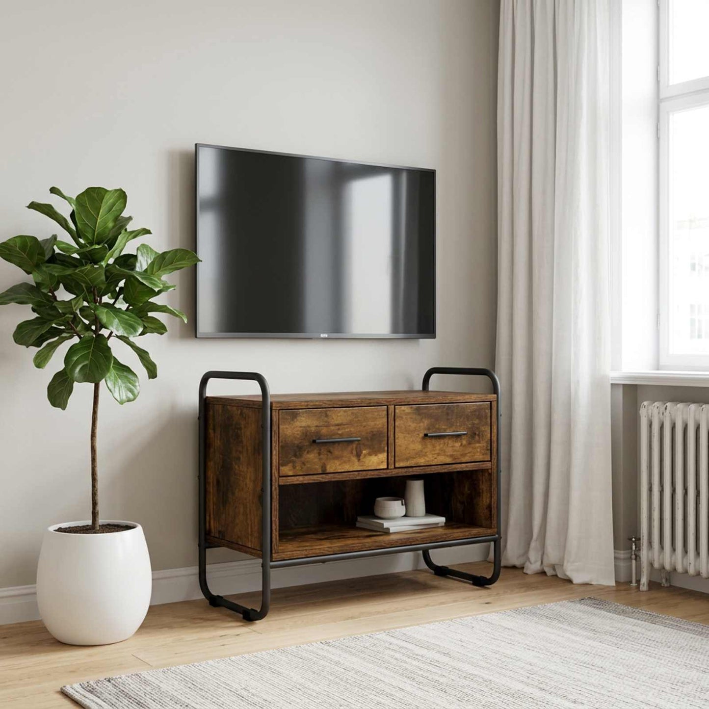 TV-skab 60 x 30 x 50 cm Røget eg Konstrueret træ