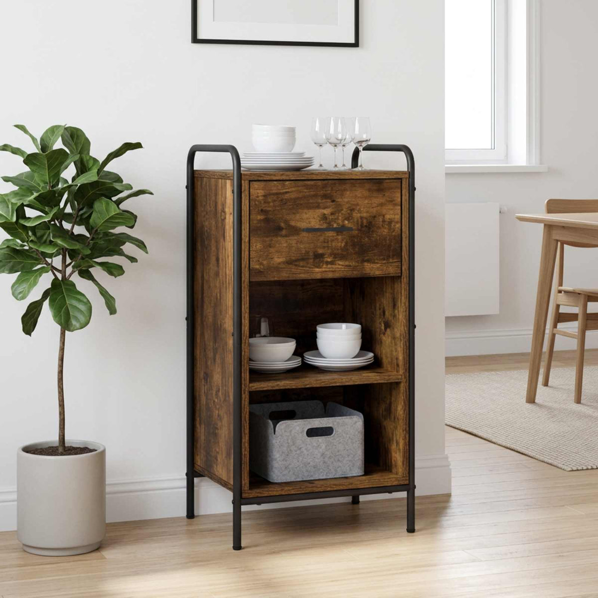 Sideboard Røget eg 97 x 33 x 81 cm Konstrueret træ