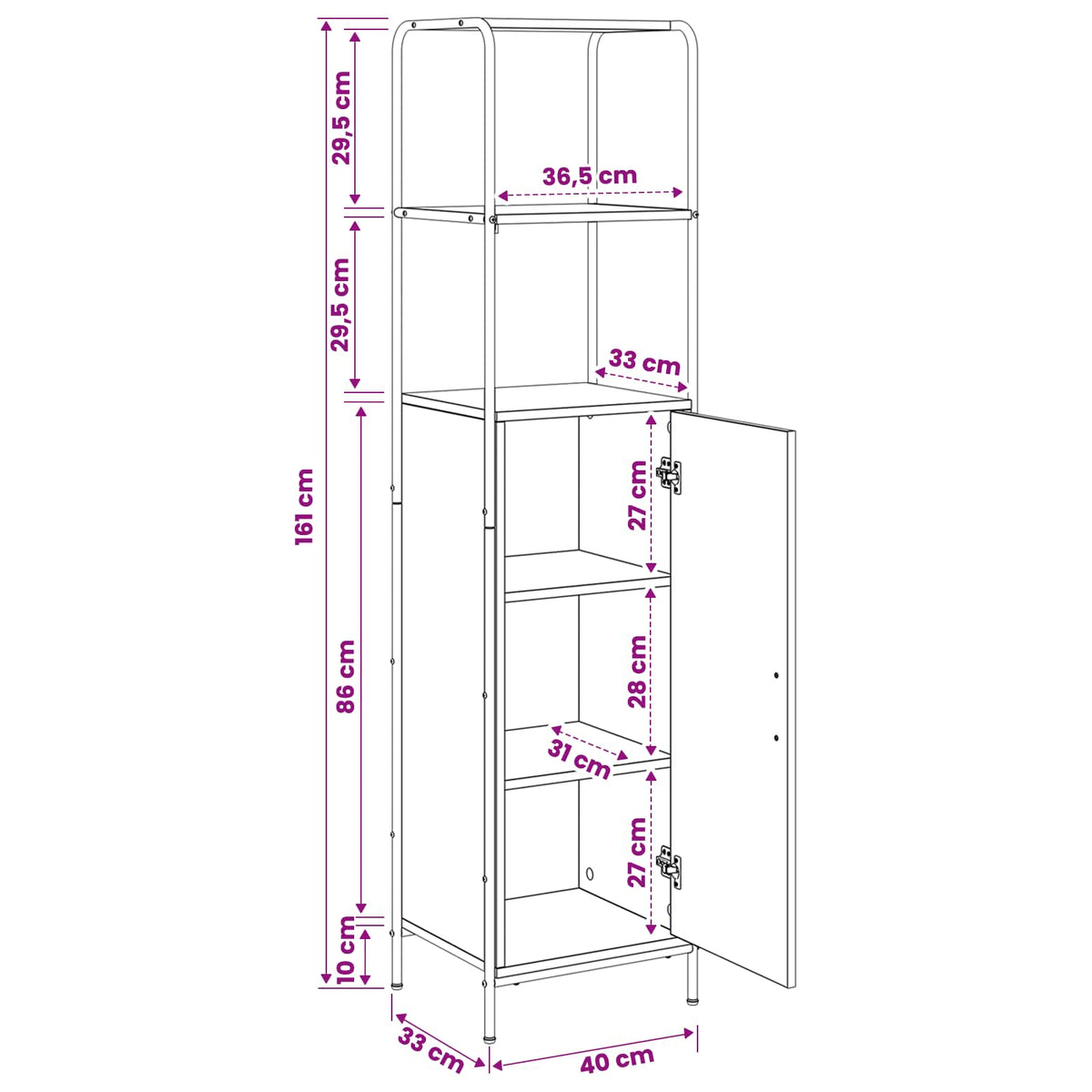 Highboard Sonoma-eg 40 x 33 x 161 cm Konstrueret træ
