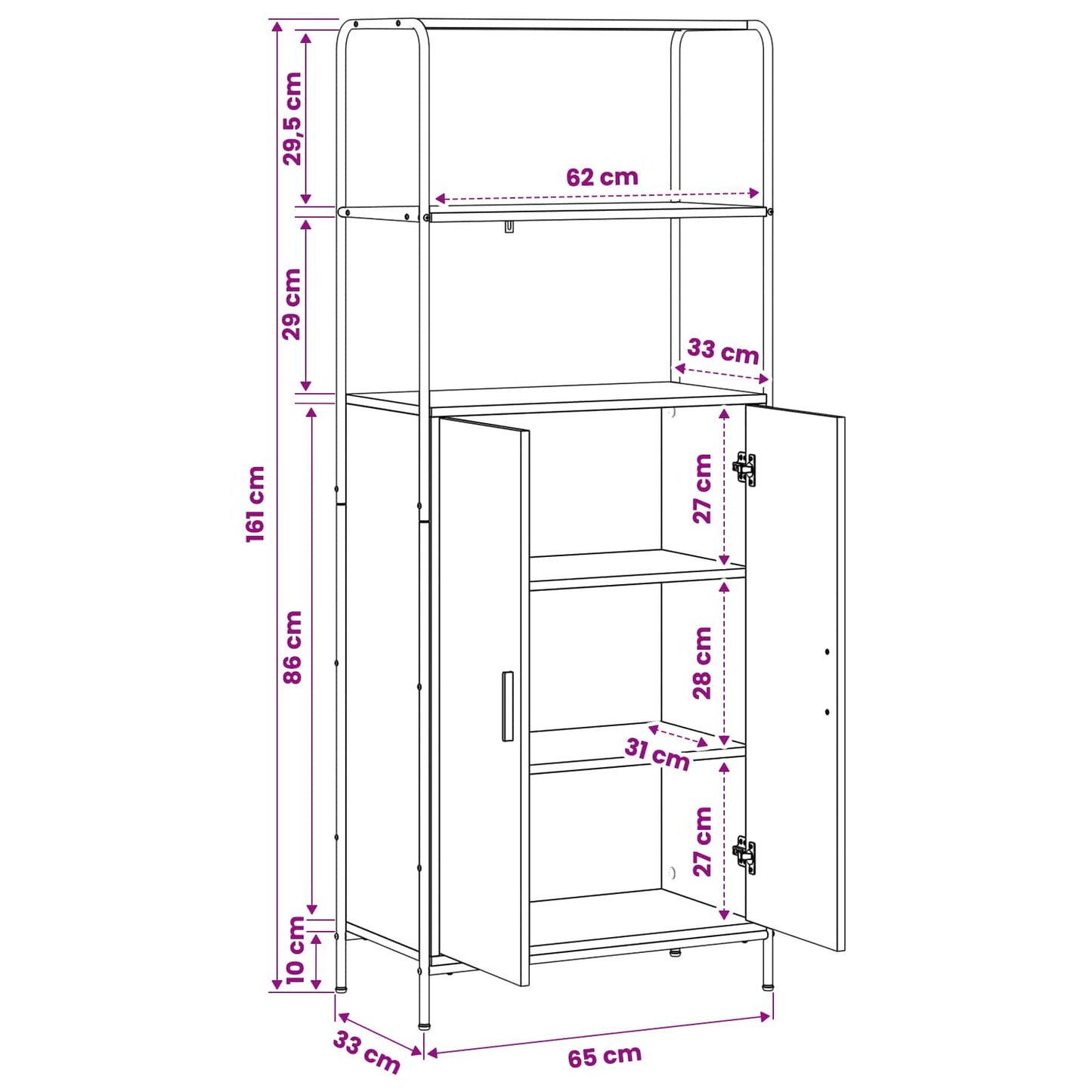 Highboard Sonoma-eg 40 x 33 x 161 cm Konstrueret træ