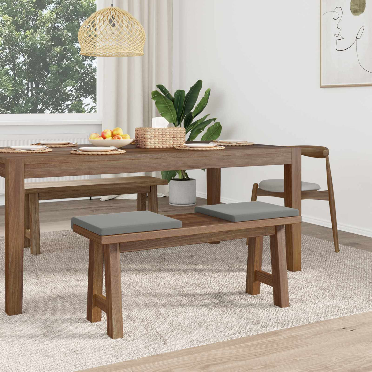 Bænkpude 2 stk. Textureret Velour Mørkegrå Dybde 35 cm