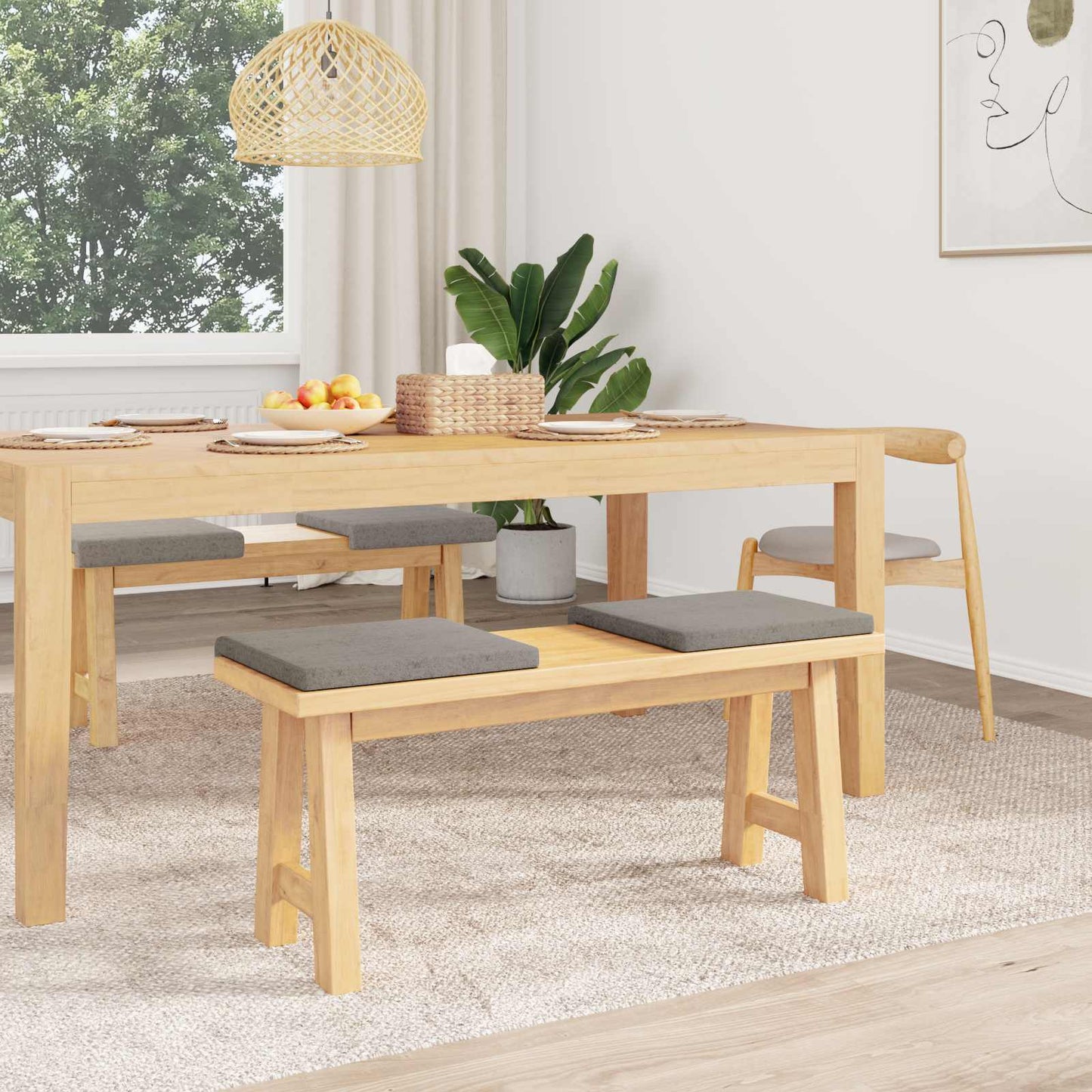 Bænkpude 4 stk. Faux suedestof Lysegrå Dybde 35 cm