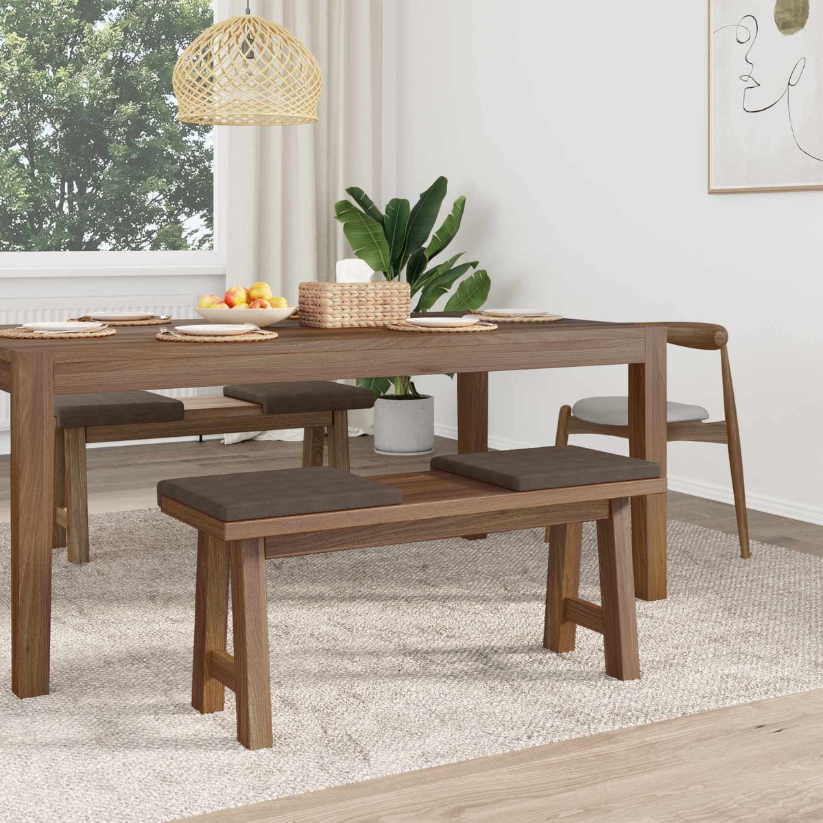 Bænkpude 4 stk. Microfiber Brun Dybde 35 cm