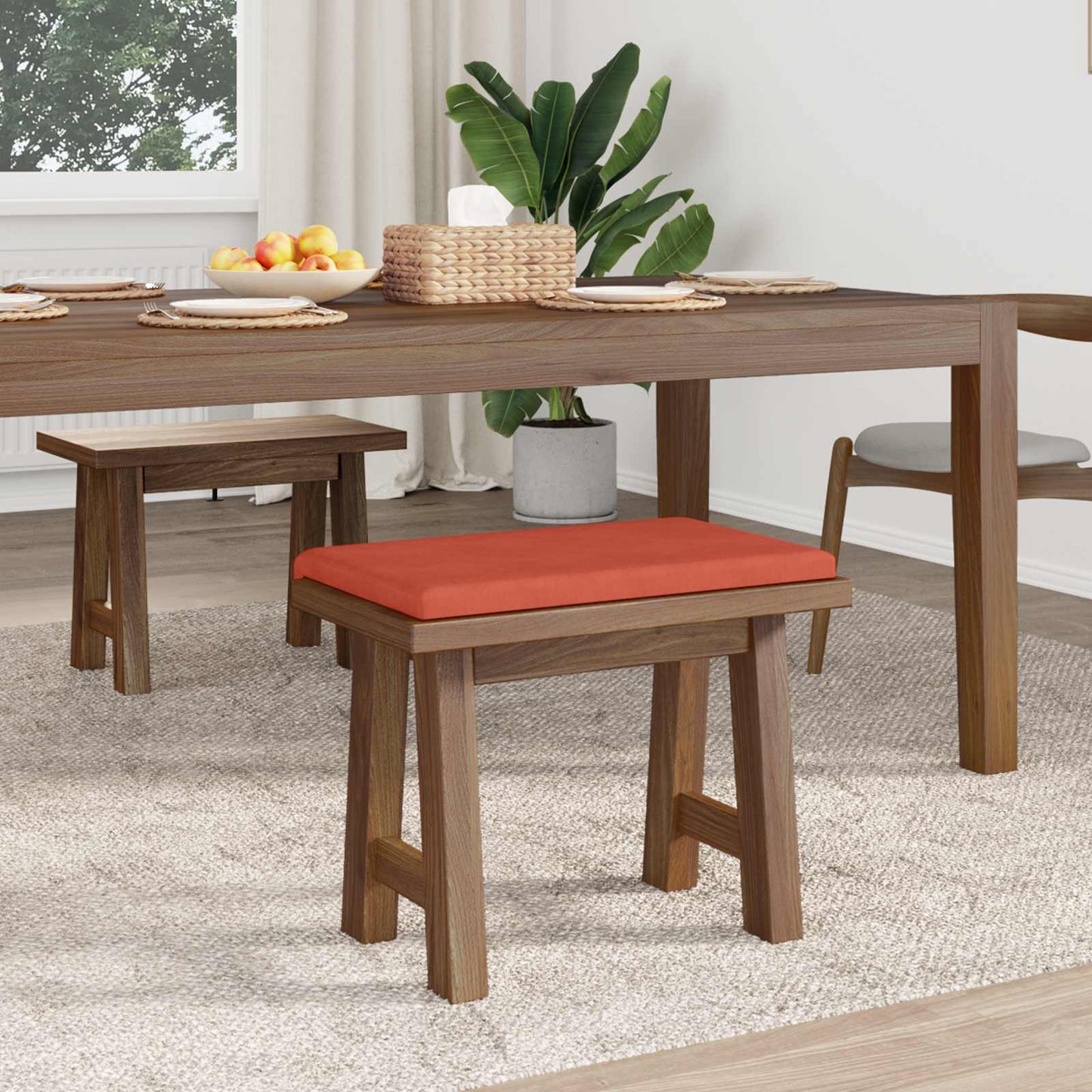 Bænkpude cordfløjl Rød orange Dybde 35 cm