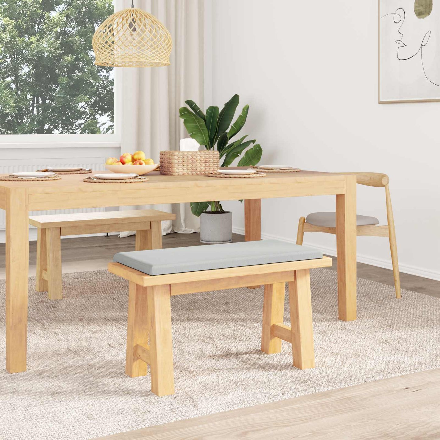 Bænkpude Textureret Velour Lysegrå Dybde 35 cm