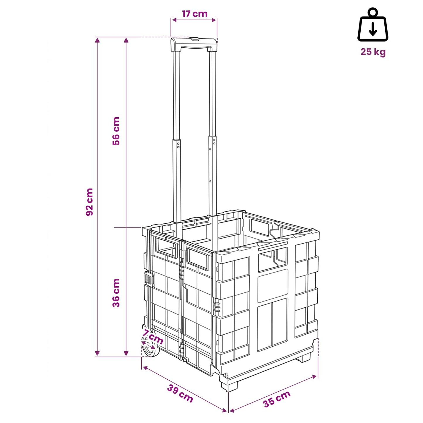 Vogn Sort og rød 35 x 39 x 92 cm PP og Elastomer