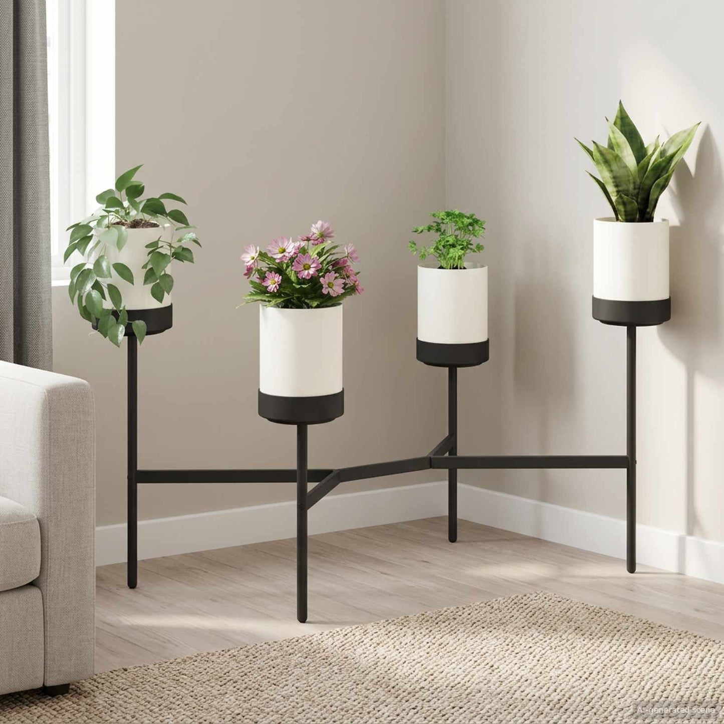 Blomst Stativ Hvid 125 x 55 x 81 cm PP og stål