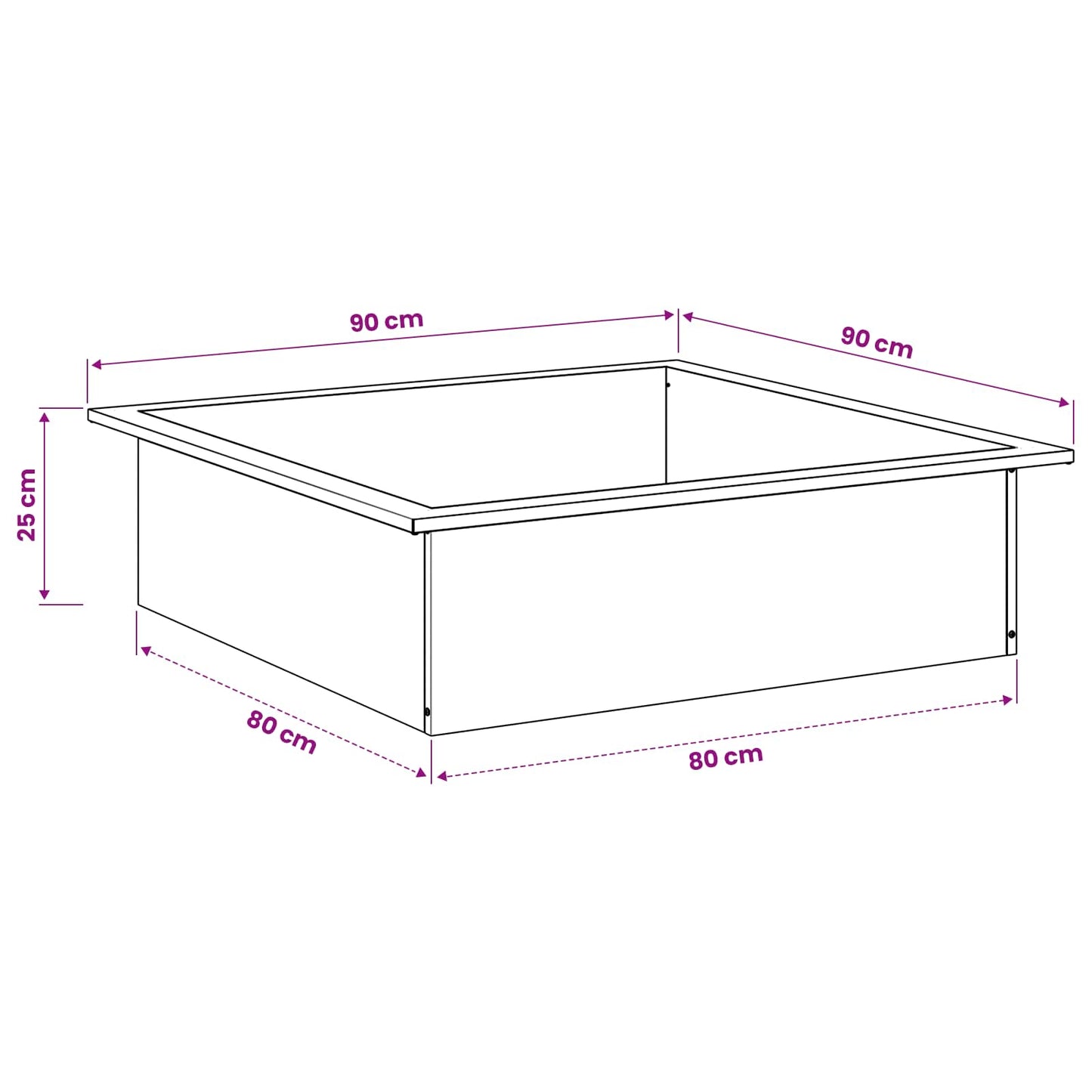 Bålplade ring Sort 90 x 90 x 25 cm Stål