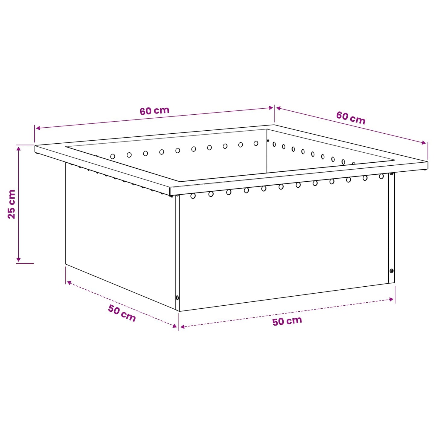 Bålplade ring Rusten 60 x 60 x 25 cm Cortenstål