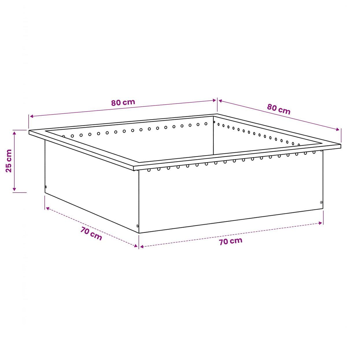 Bålplade ring Rusten 80 x 80 x 25 cm Cortenstål