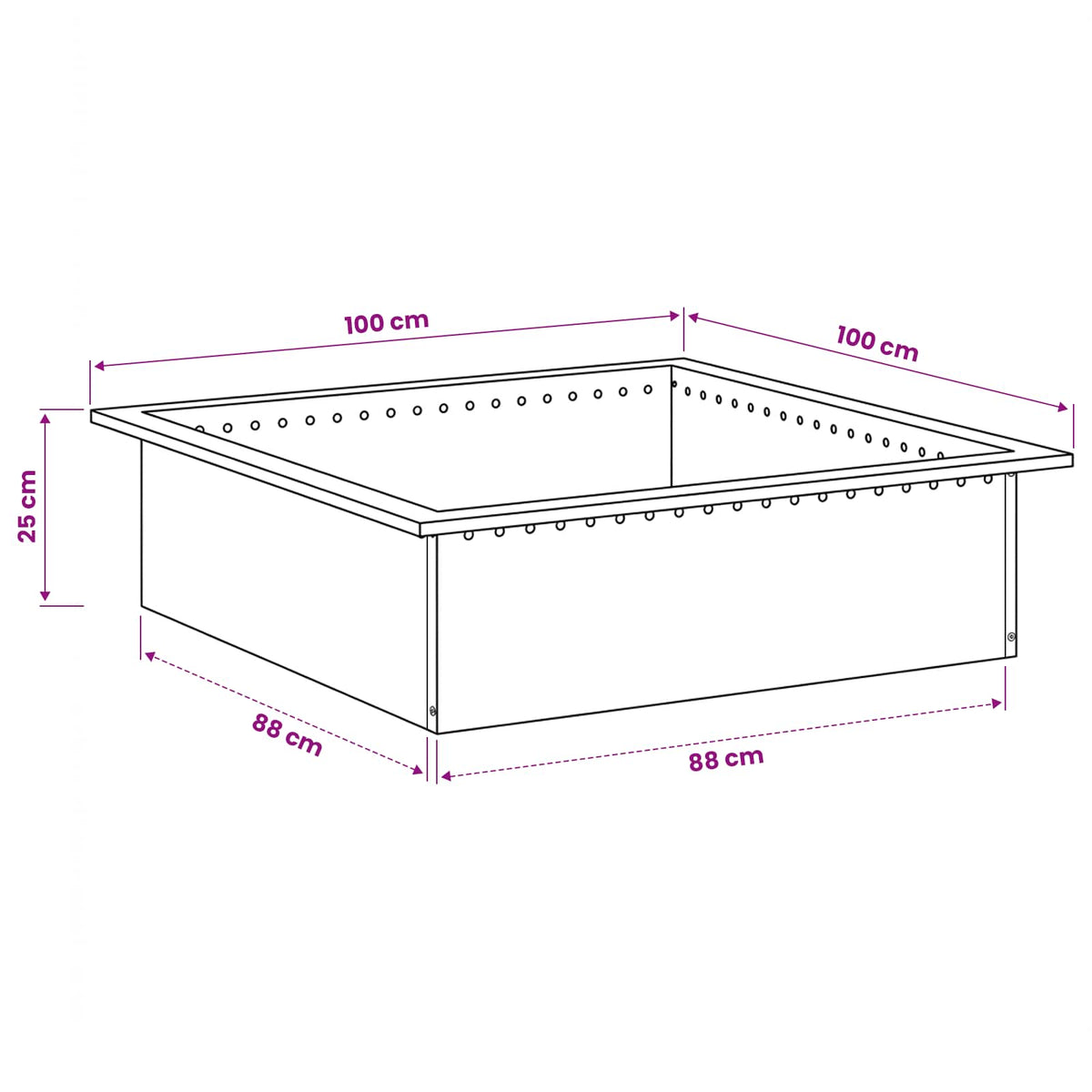 Bålplade ring Rusten 100 x 100 x 25 cm Cortenstål